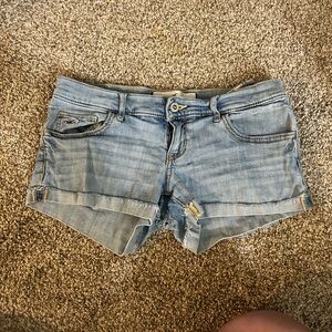 Hollister Blue Jean Shorts with Cuffed Hem